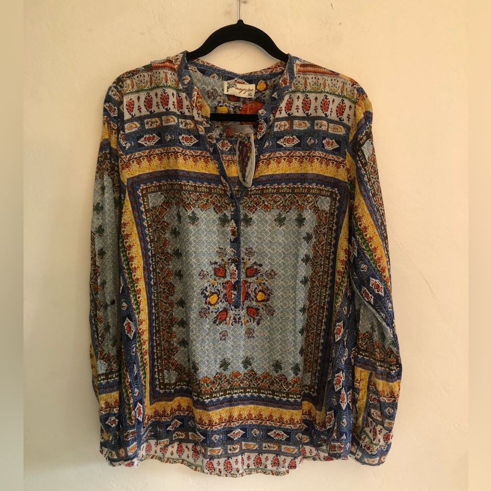 Magazine Blouse Women's Size XL 100% Cotton Blouse Boho NWT